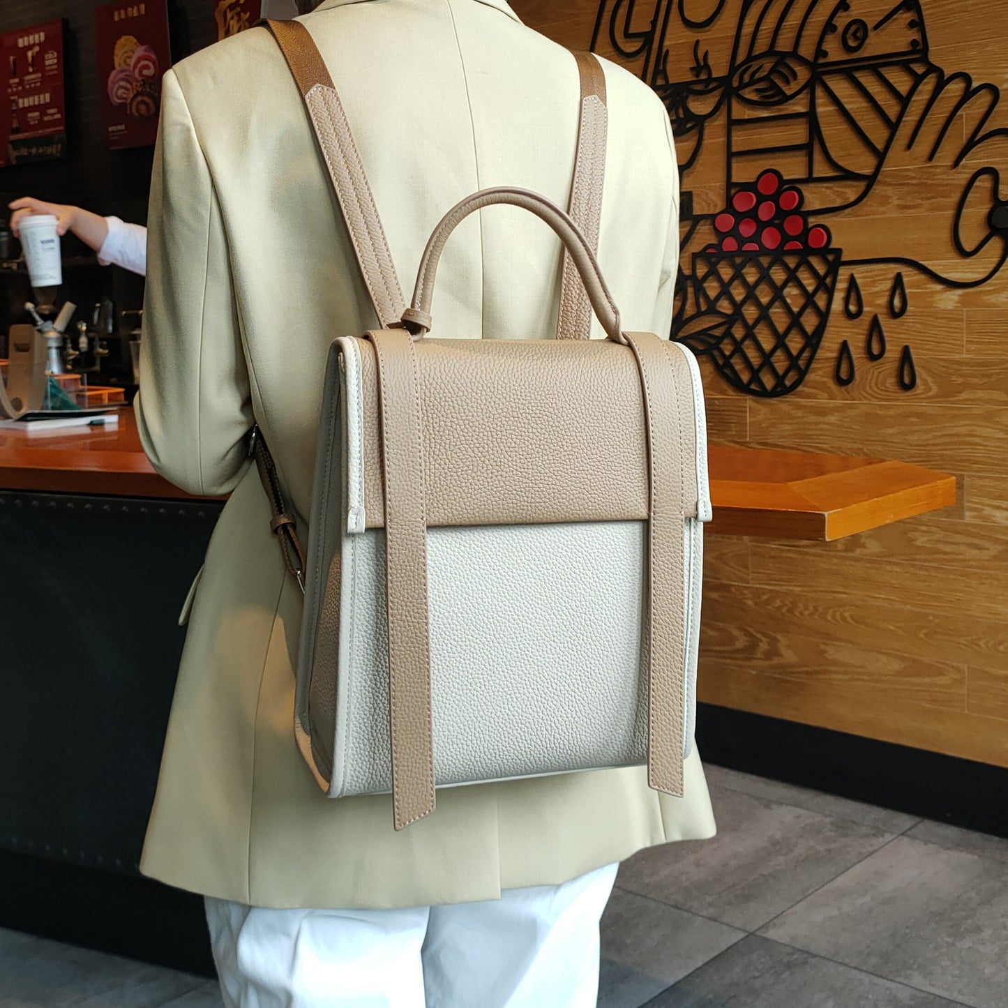 Large Capacity First Layer Cowhide Korean Backpacks