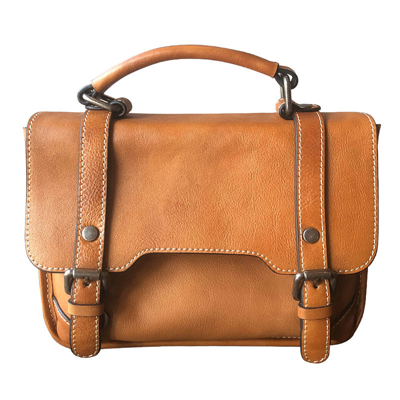 Women's Vintage Vegetable Tanned Leather Texture Niche Handmade Crossbody Bags