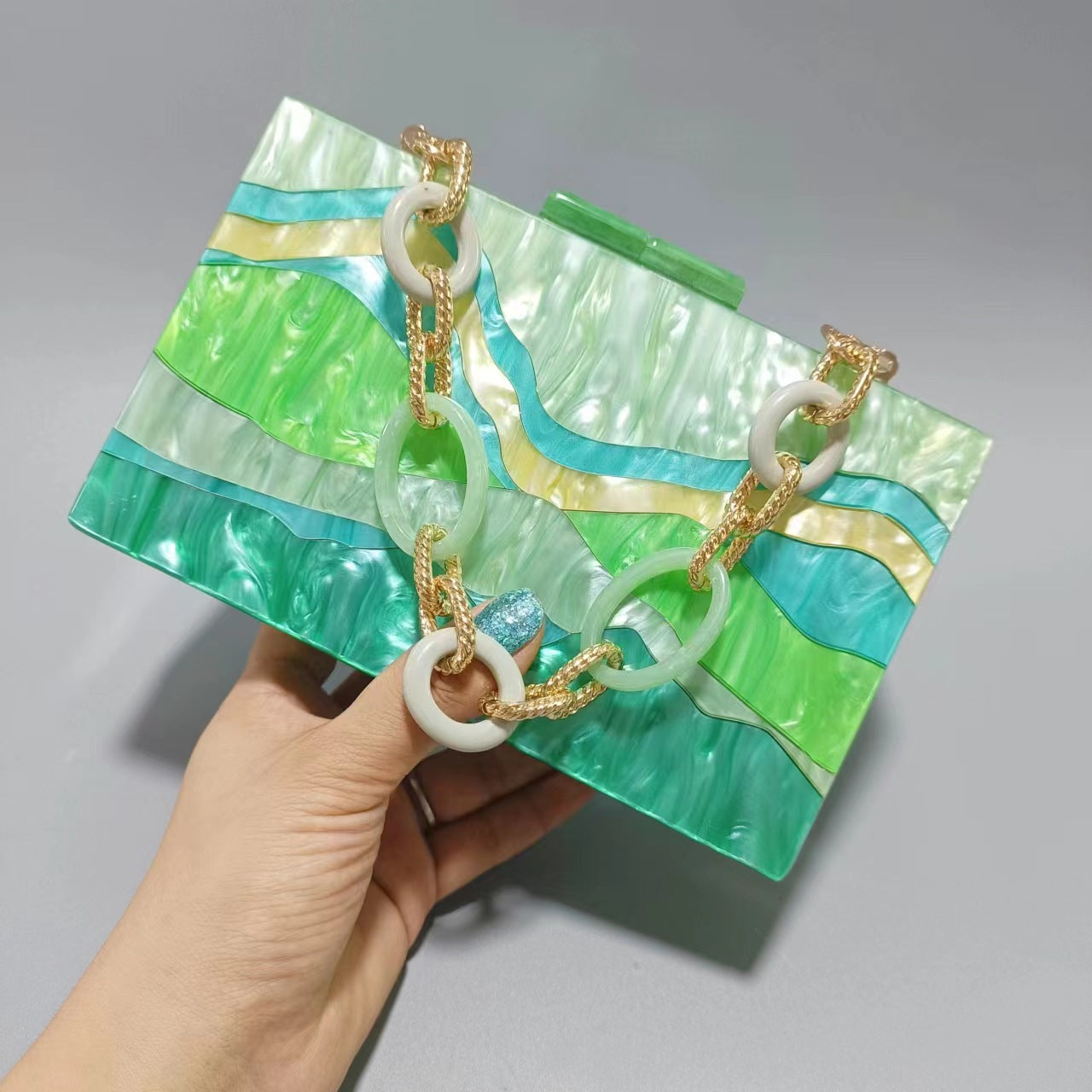 Women's Contrast Patchwork Acrylic One Wedding Banquet Bags