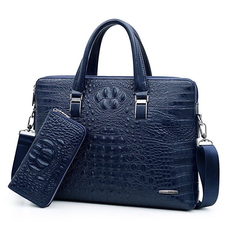 Men's Business File Fashion Crocodile Pattern Large Men's Handbags