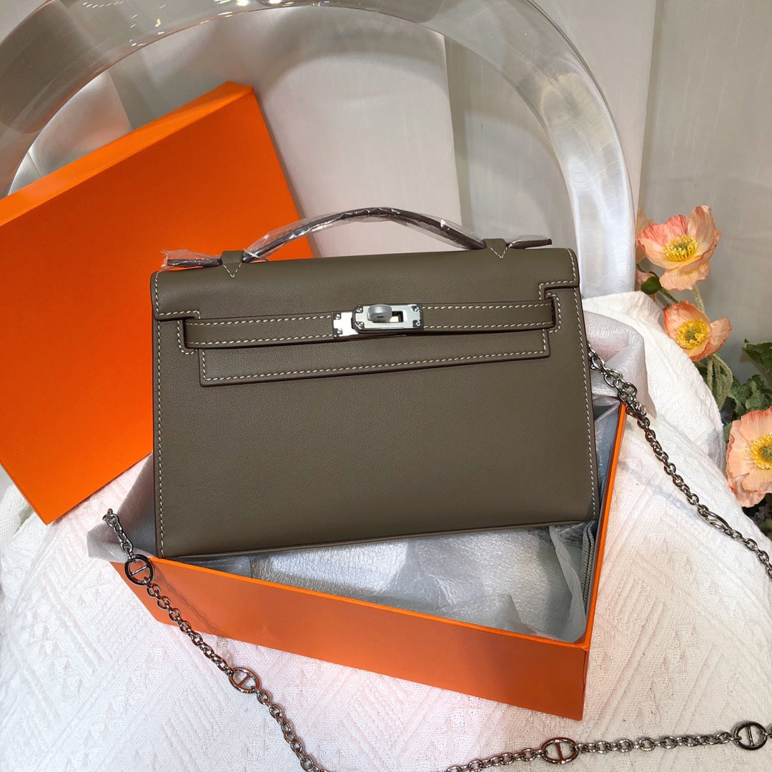 Women's Handmade Half Wax Line Kelly Generation Genuine Leather Handbags