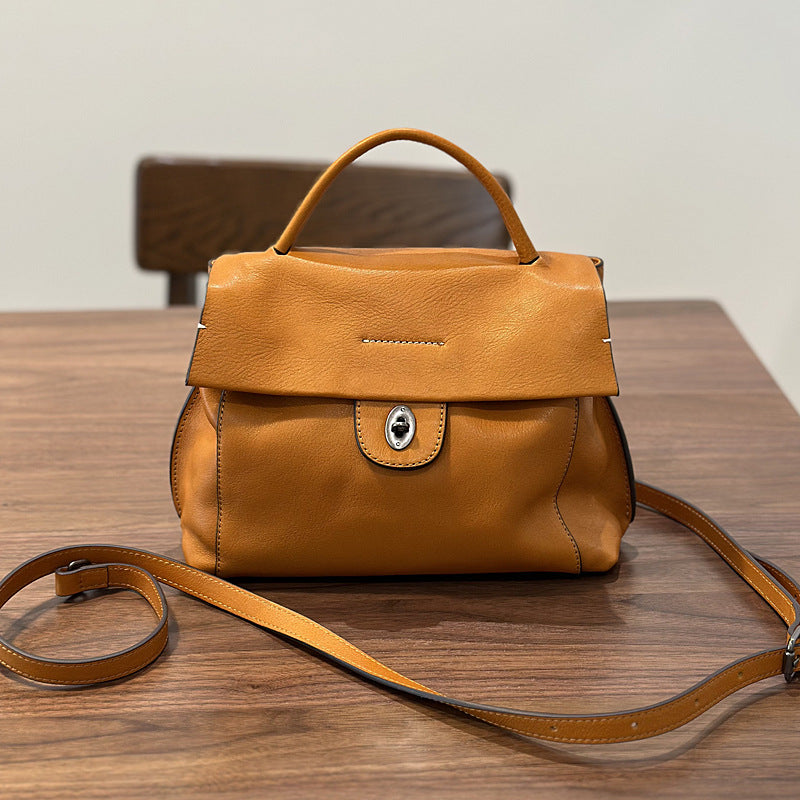Women's Retro Imported First Layer Vegetable Tanning Handbags