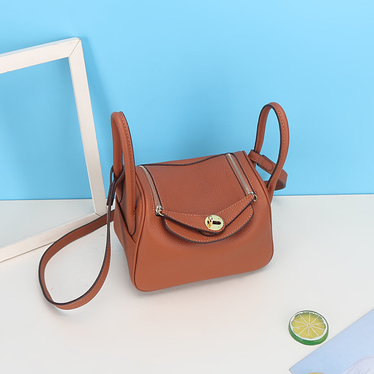 Women's Top Layer Cowhide Golden Pillow Genuine Shoulder Bags