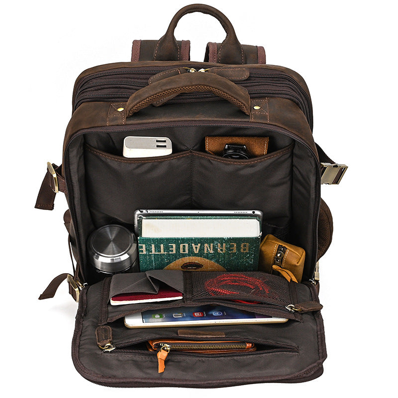 Men's Horse Leather Vintage Genuine Large Capacity Backpacks