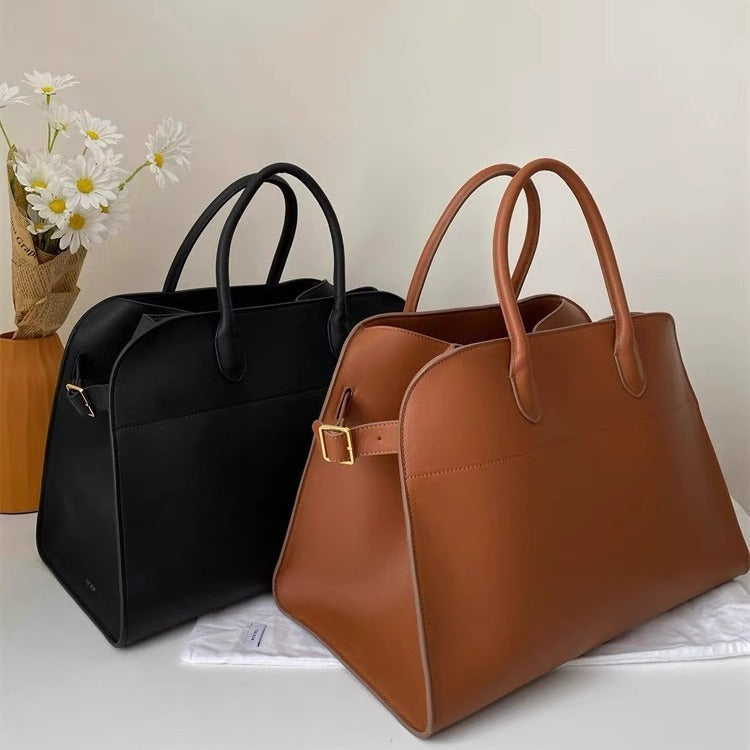 Leather Portable Dong White Lily Large Capacity Handbags