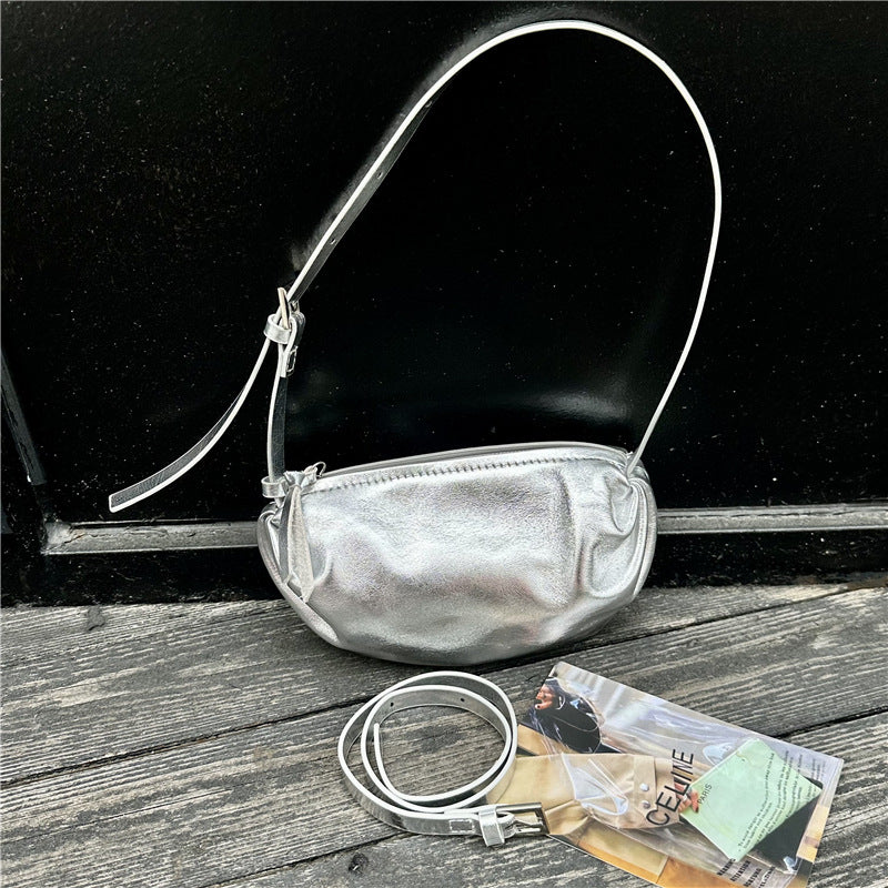 Women's Niche Pleated Dumpling First Layer Cowhide High-grade Underarm Shoulder Bags