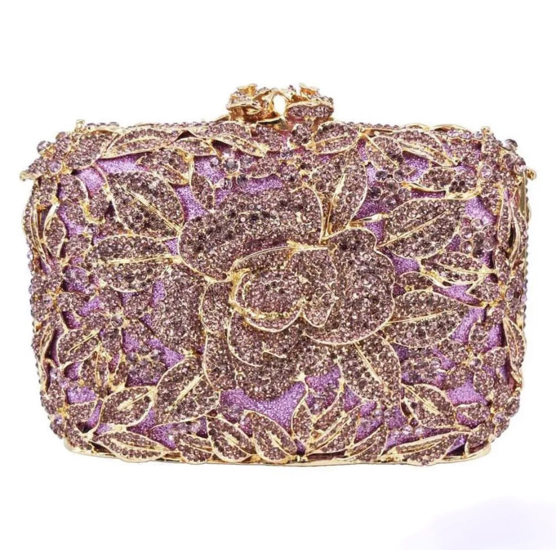 Women's Selected Diamond Hollow Pink Rose Banquet Evening Bags