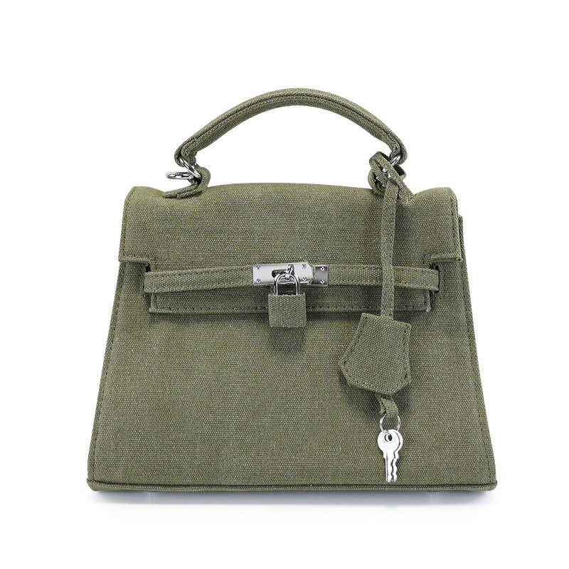 Women's Fashion Vintage Army Green Retro Portable Kelly Shoulder Bags