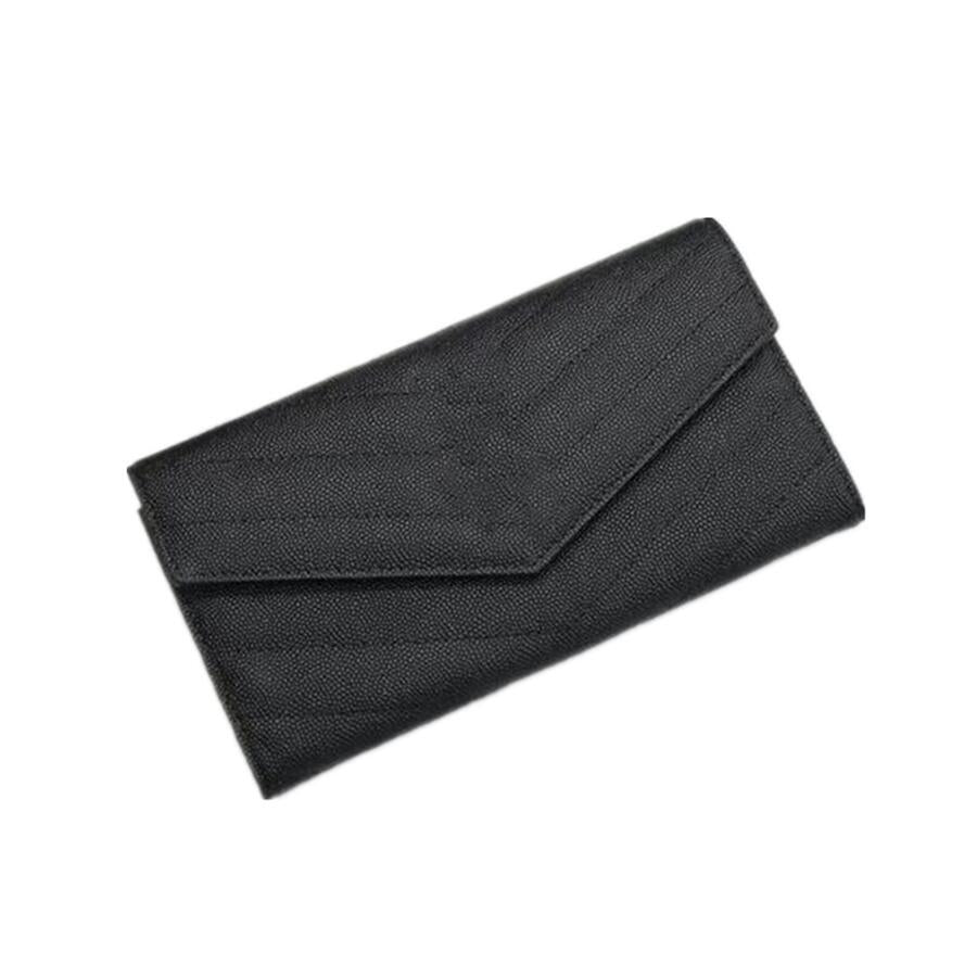 Women's Grid Classic Style Long Caviar Genuine Leather Ladies Wallets