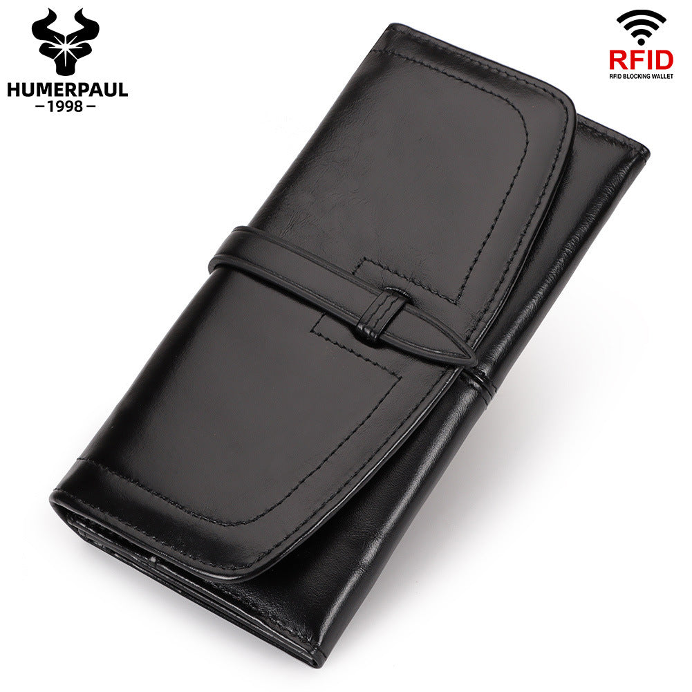 Women's Long Zip Large Capacity First Layer Ladies Wallets