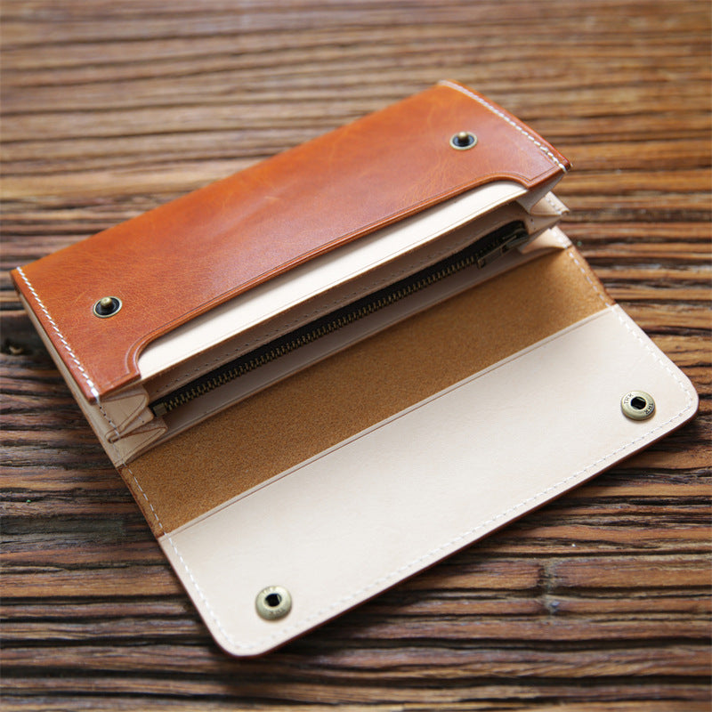 Women's & Men's & Handmade Italian Long Leather First Men's Wallets