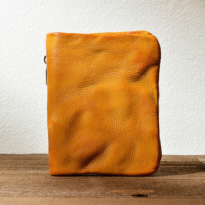 Men's Hand-rub Color Distressed Pleated Vegetable Tanned Men's Wallets