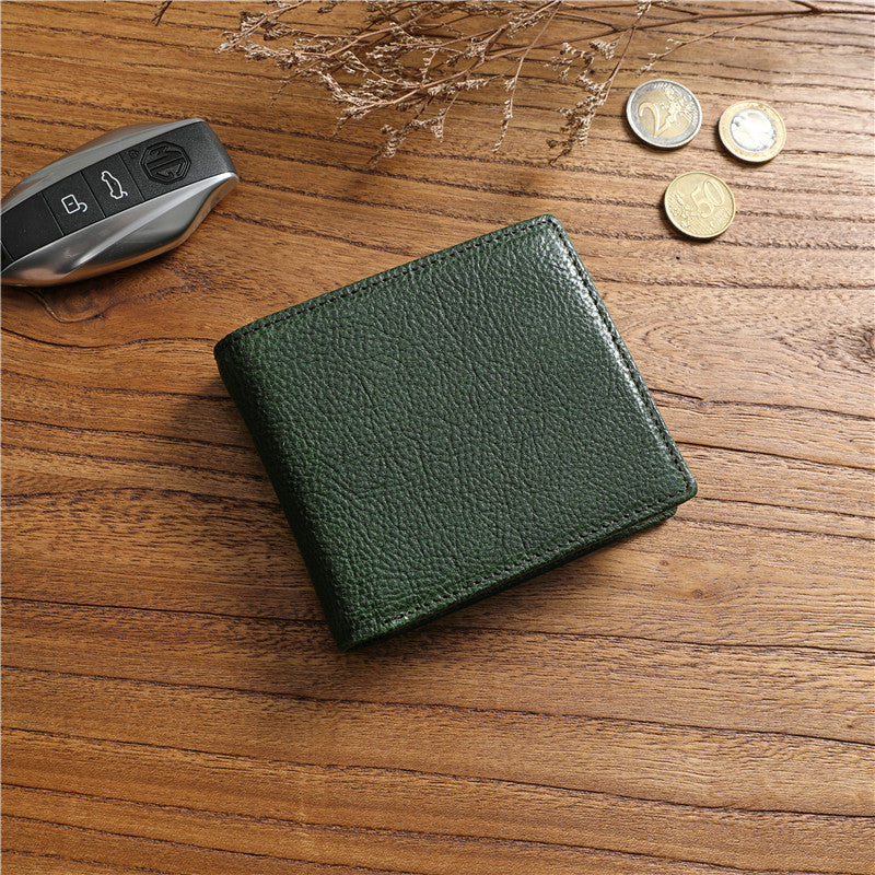 Men's Vegetable Tanned Leather Cowhide Short Multiple Slots Men's Wallets
