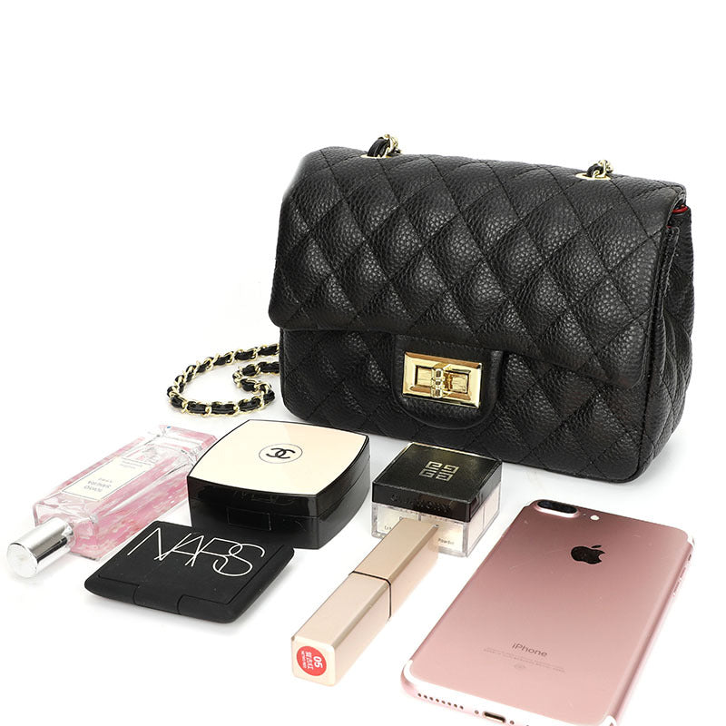 Women's Leather Style Chain First Layer Cowhide Fashion Bags