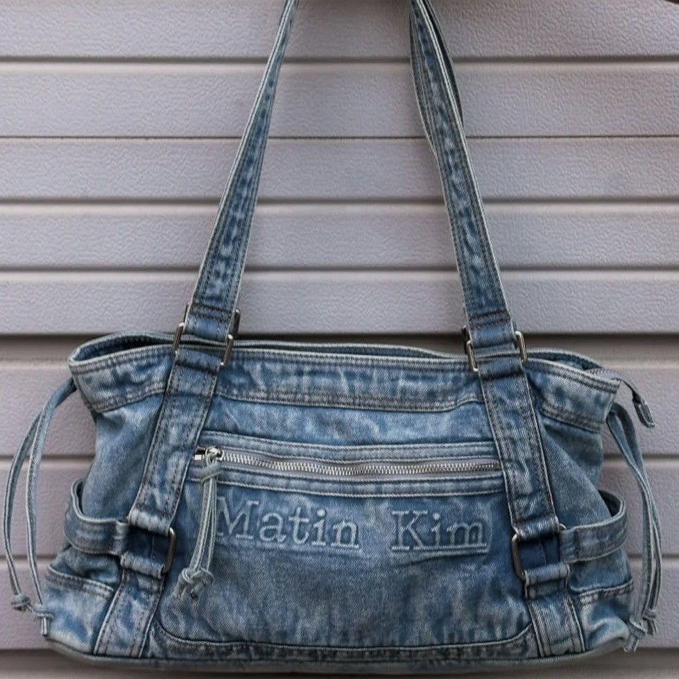 Women's Jean Retro Washed Denim Selenodont Underarm Crossbody Bags