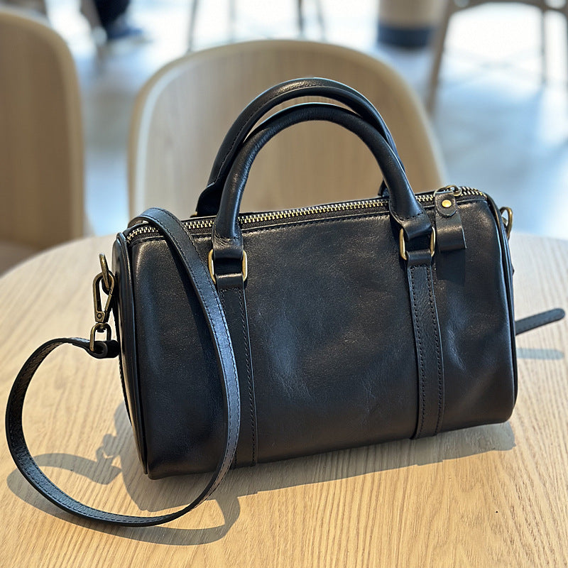 Women's Autumn Genuine Leather Pillow Minimalist Vegetable Handbags