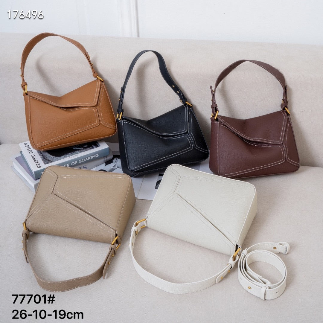 Women's Genuine Leather First Layer Cowhide Geometric Shoulder Bags