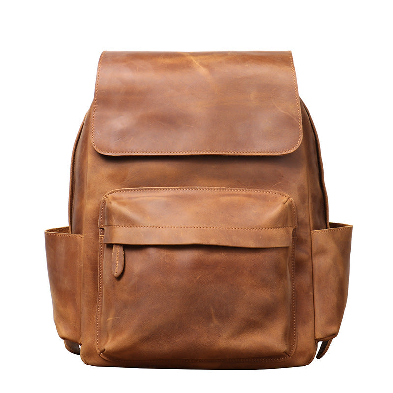Men's Horse Leather Portable Retro Cowhide Large Backpacks