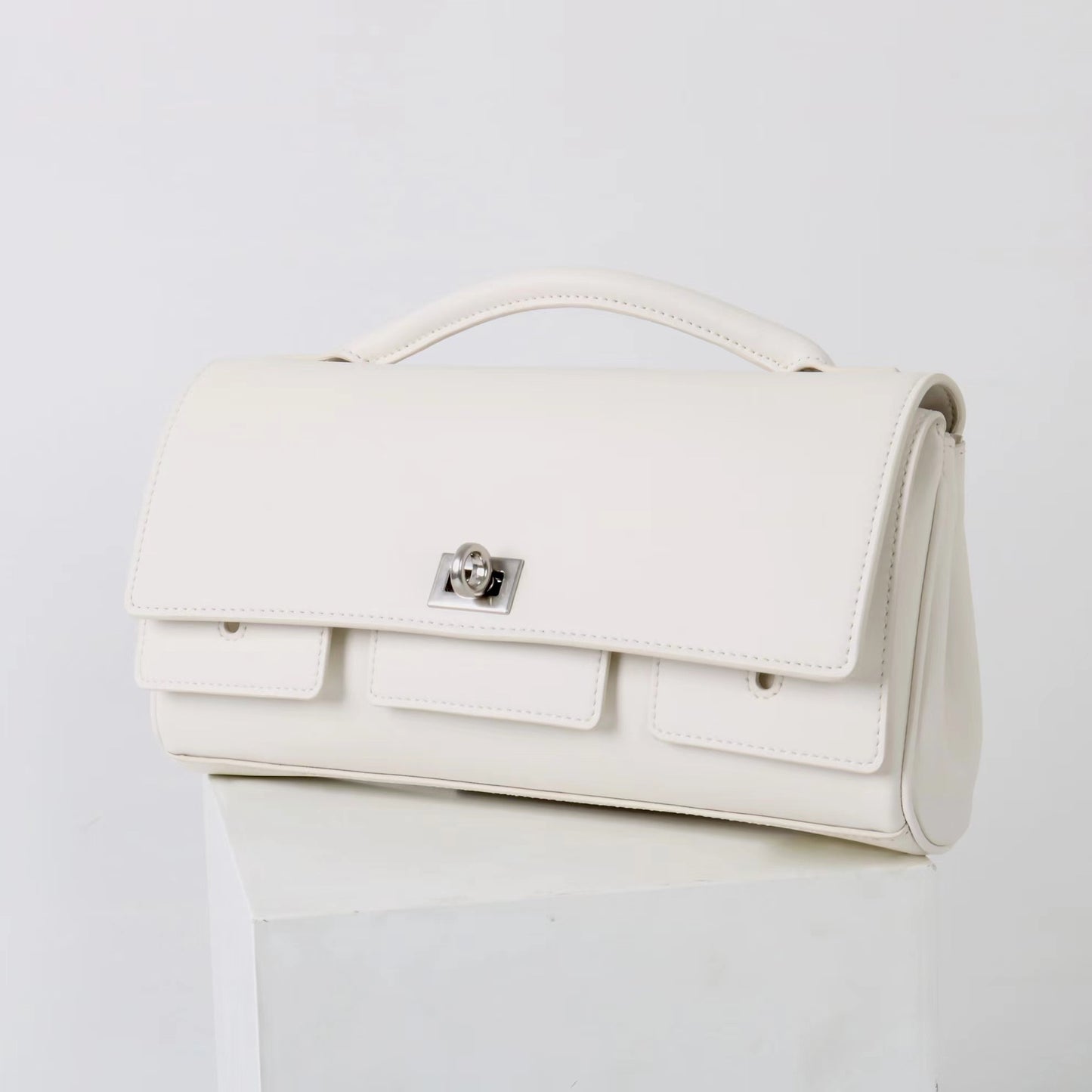 Cowhide Baguette Dinner Clutch Horizontal High-grade Handbags