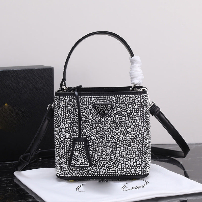 Women's P's Inverted Triangle Logo Full Diamond Shoulder Bags