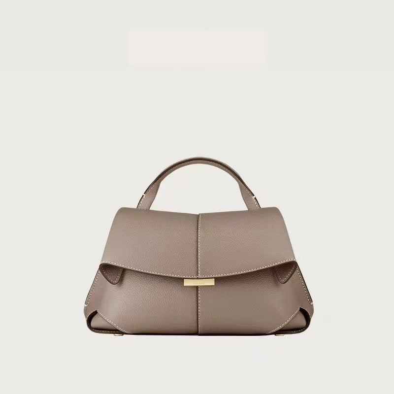 Women's Genuine Leather French Design Fashion Pleated Handbags