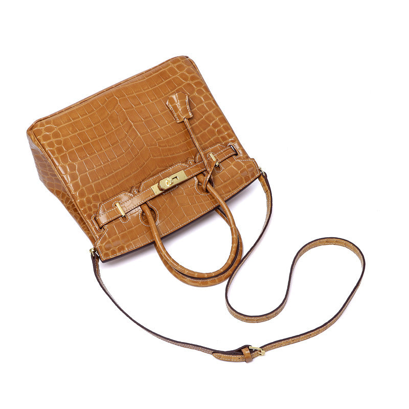 Women's Fashion Crocodile Pattern Genuine Leather Cow Bags
