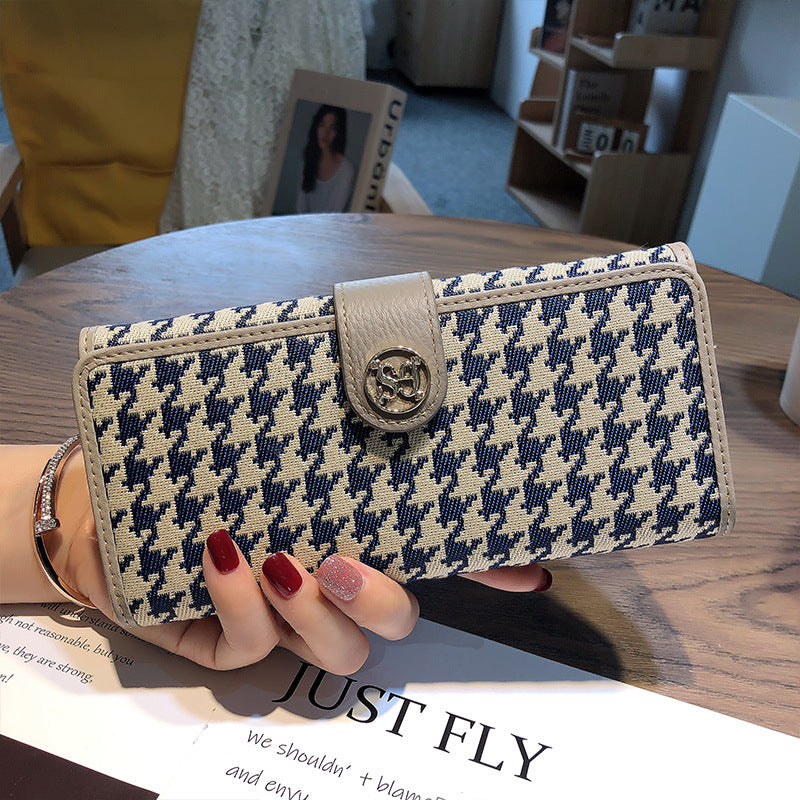 Women's Long Real Leather Canvas Large Capacity Ladies Wallets