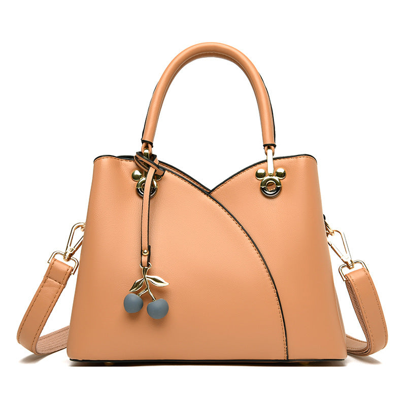 Women's Style Trendy Solid Color Stitching Soft Handbags
