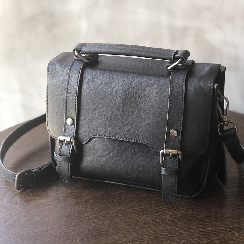 Women's Vintage Vegetable Tanned Leather Texture Niche Handmade Crossbody Bags
