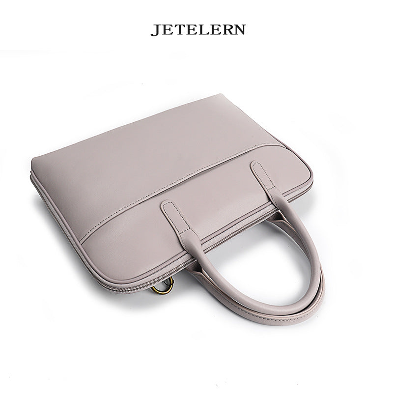 Women's Cattlehide Leather Computer Professional Commute Simple Handbags