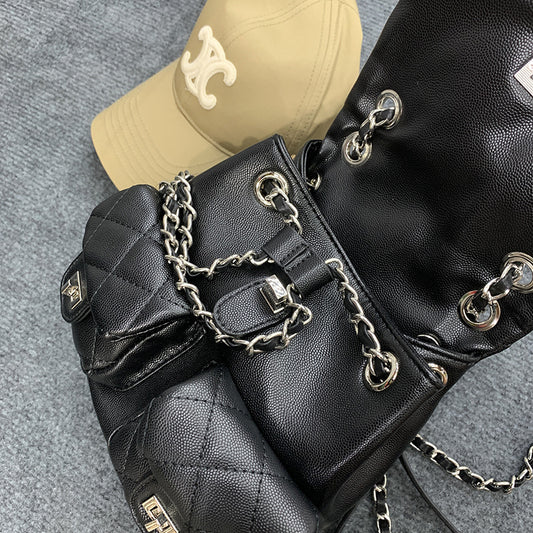 Women's Western Style Chain Rhombus Simple Trendy Backpacks