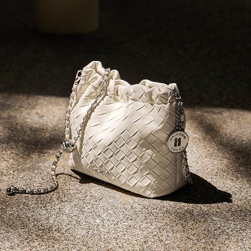 Women's Stylish Popular Sier Chain Leather Shoulder Bags