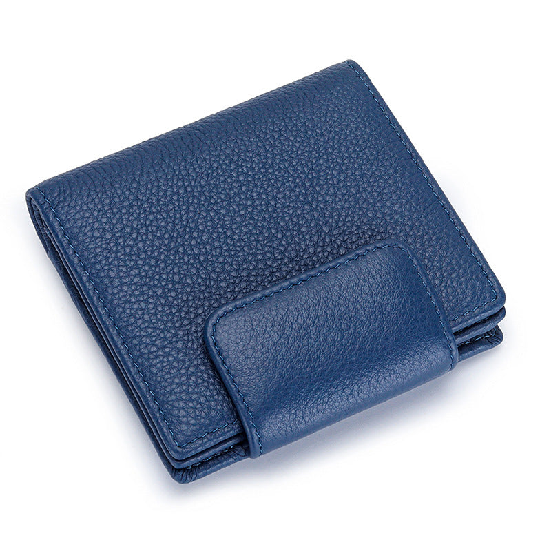 Soft Short Cowhide Folding Female Genuine Ladies Wallets