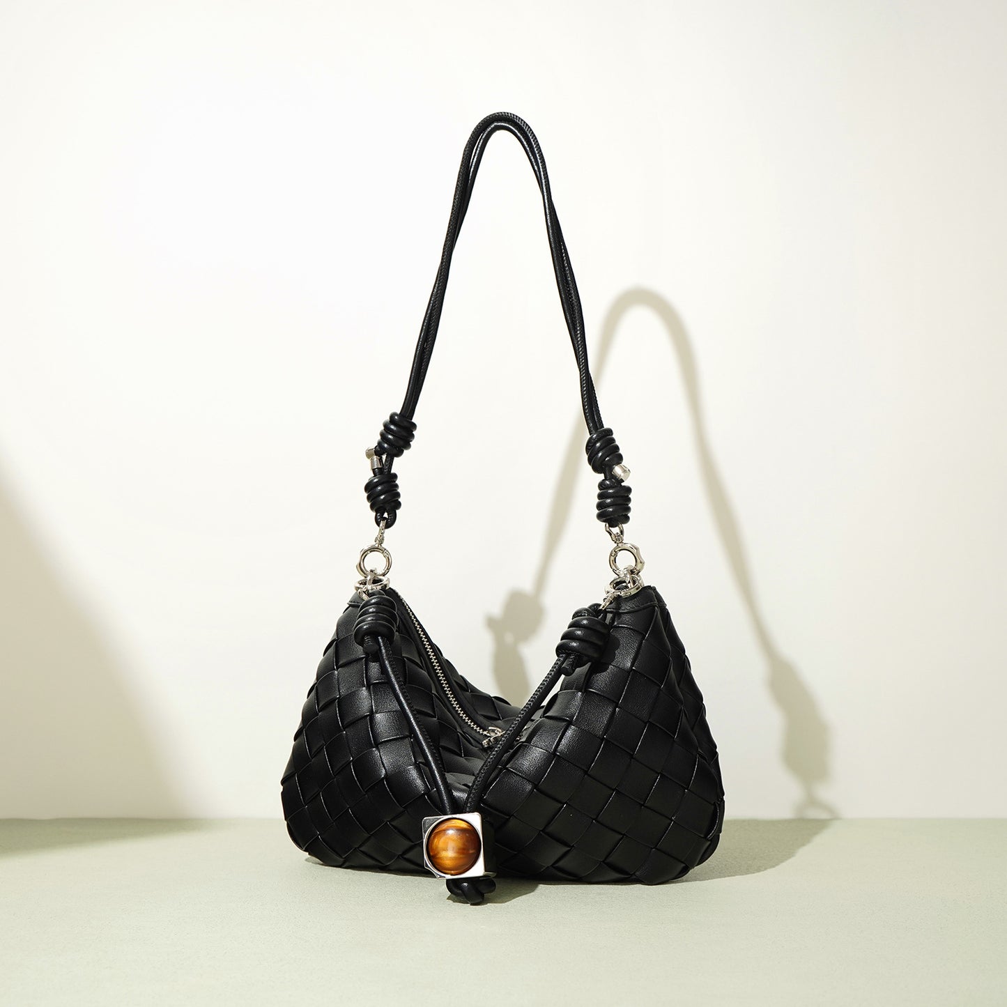 Women's Summer Portable Mobile Drawstring Mini Hand-woven Shoulder Bags