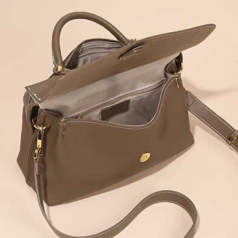 Women's Light Luxury High-grade Hand-held First Layer Cattlehide Bags