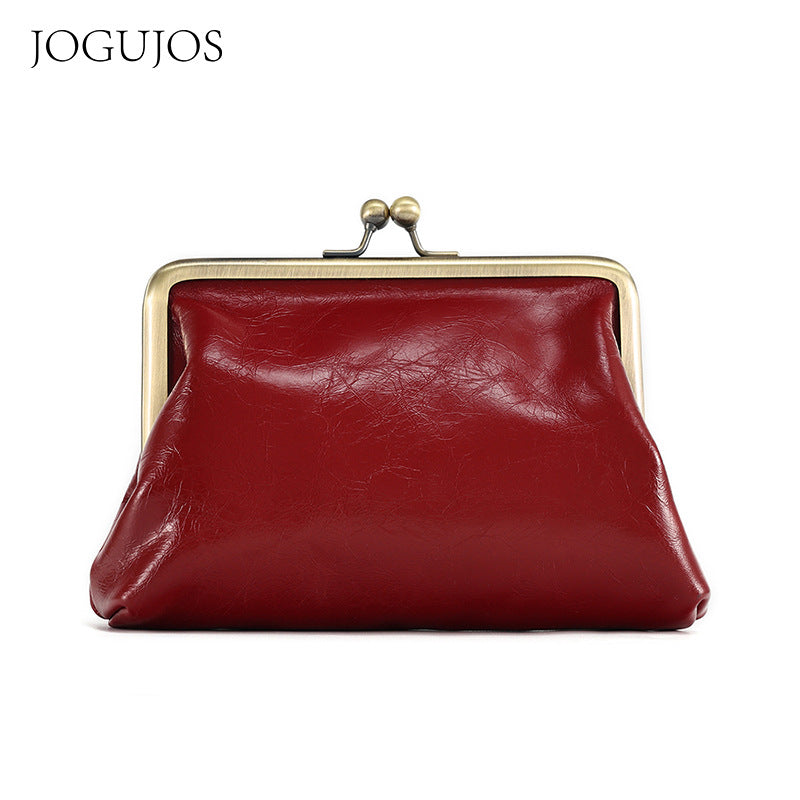 Women's Genuine Leather Hasp Candy Color Storage Handbags