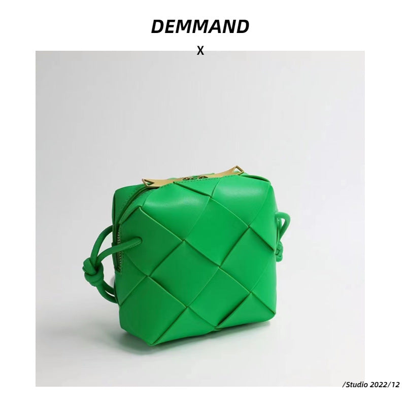 Rhombus Genuine Leather Portable High Sense Shoulder Bags
