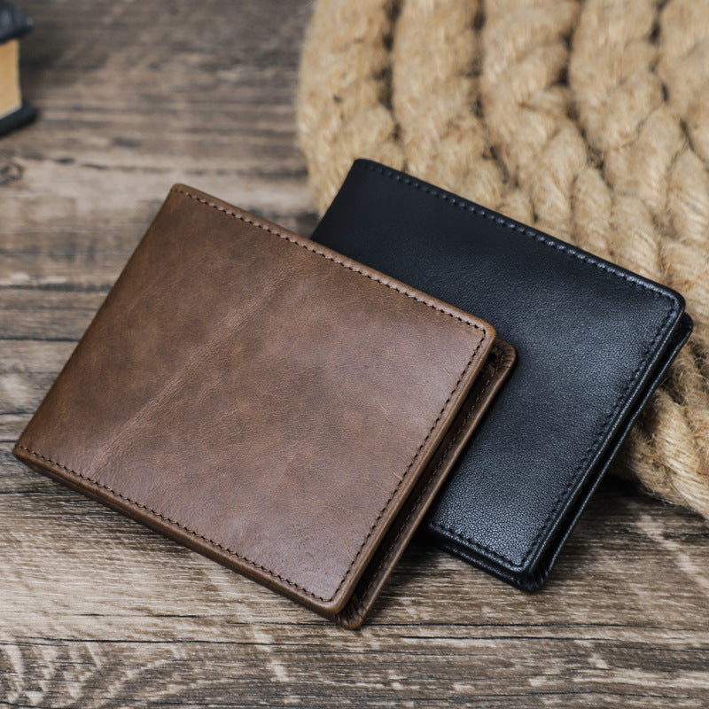 Men's Angel First Layer Cowhide Two Fold Horizontal Men's Wallets