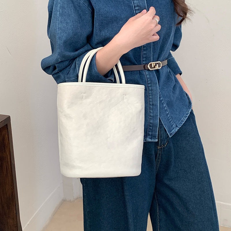 Women's Vegetable Tanning Leather Portable Niche Genuine Handbags