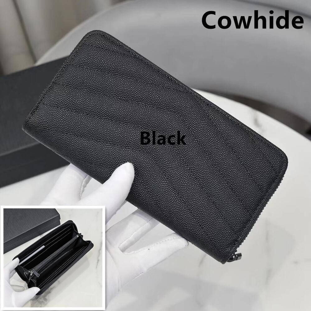 Long Zip Cowhide Multiple Slots Credit Ladies Wallets