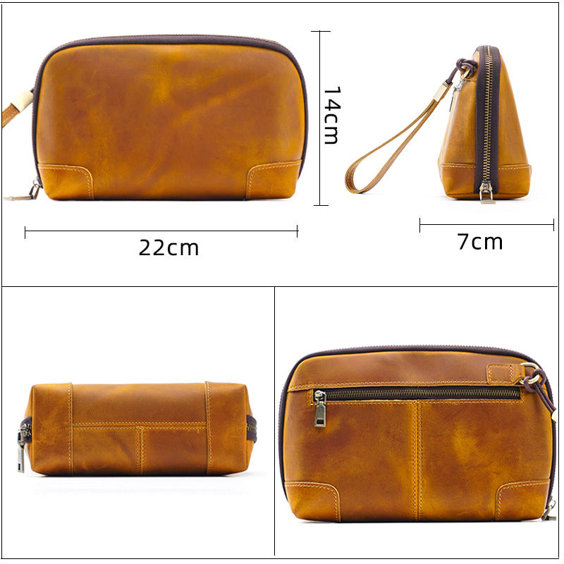 Men's Leather Clutch With Wrist Strap Data Bags