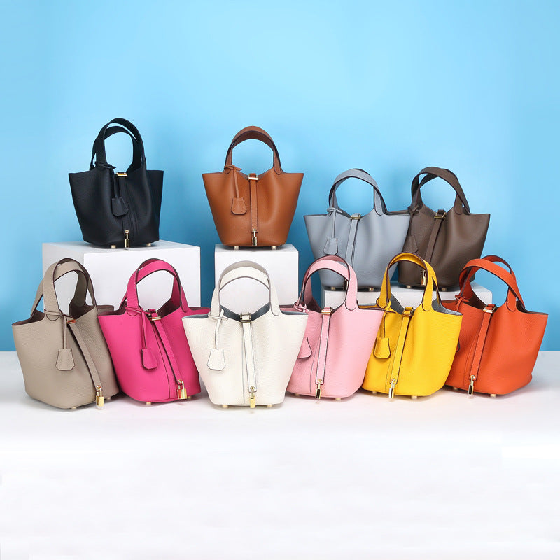 Women's Vegetable Basket Genuine Leather Fashion Soft Handbags