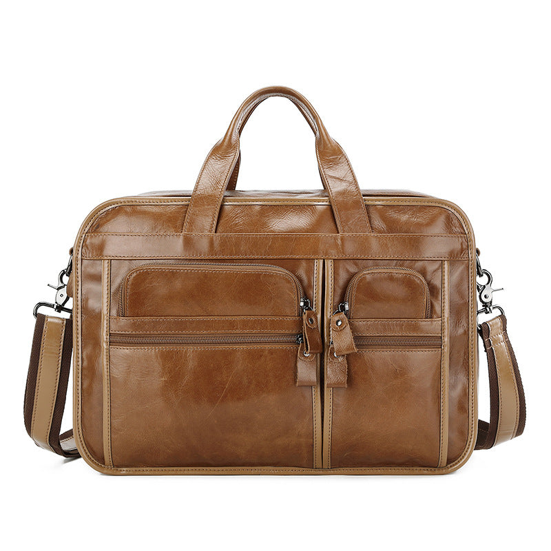 Men's Retro Genuine Leather Business Cowhide Bags