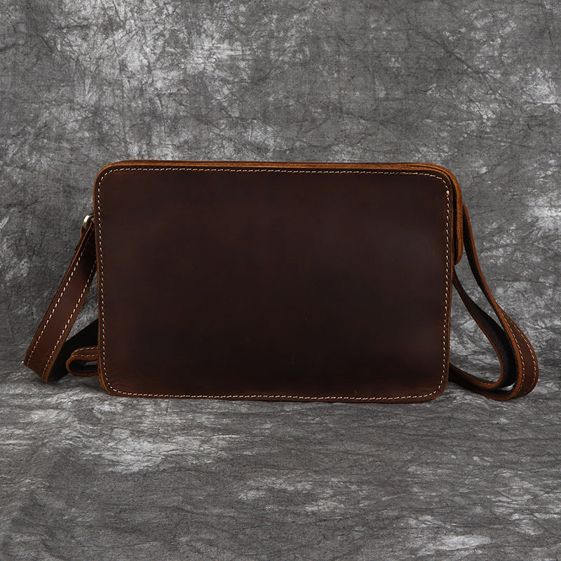 Men's Leather Horizontal Top Layer Cowhide Crazy Horse Craft Men's Handbags