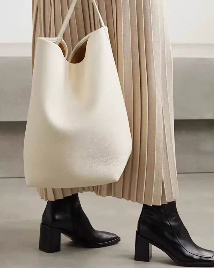 Top Layer Cowhide Lychee Pattern Large Shoulder Bags