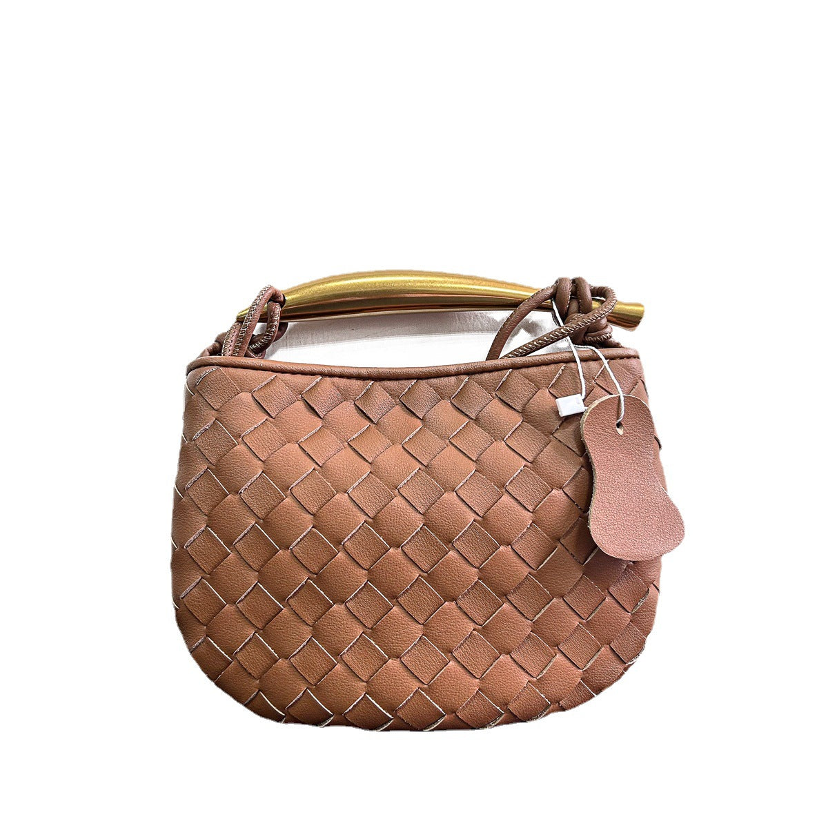 Women's Designer Woven Metal Advanced Dumpling Genuine Shoulder Bags