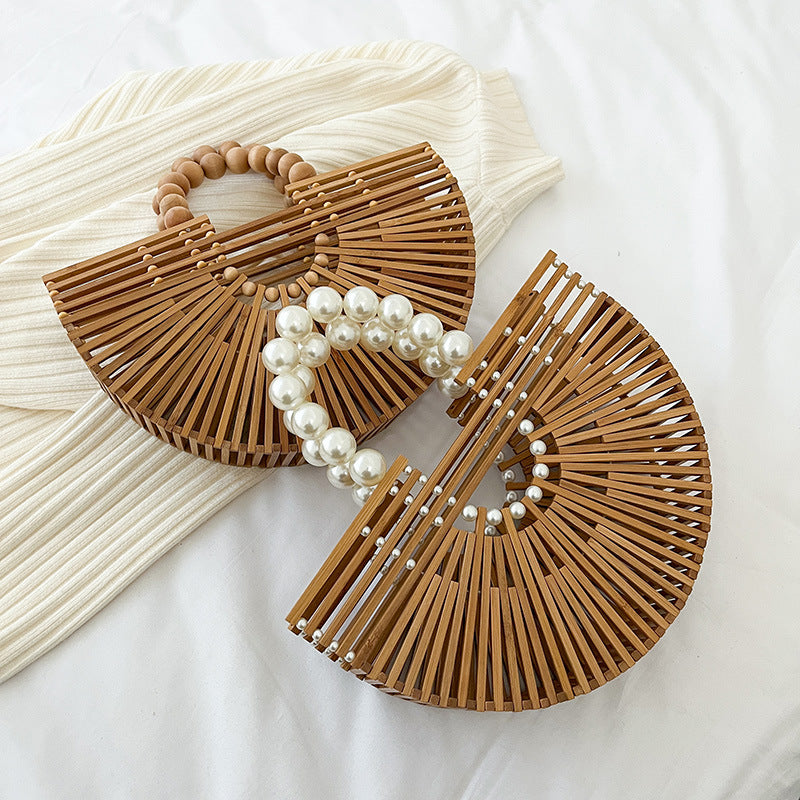 Women's Super Popular Hand-woven Bamboo Woven Basket Handbags