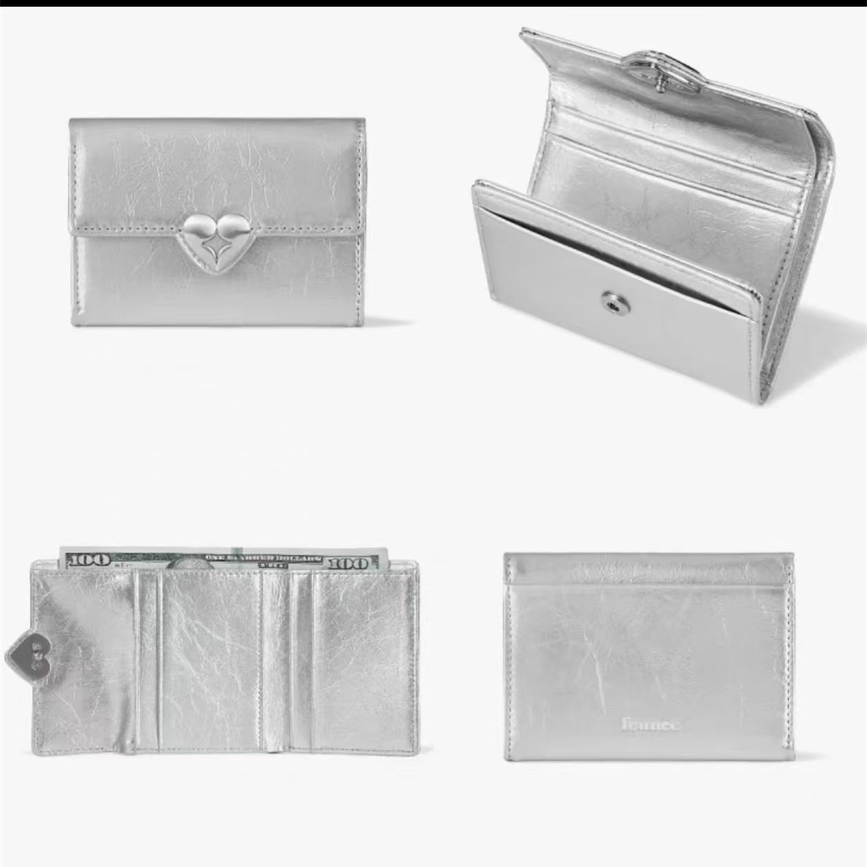 Niche Heart-shaped Cattlehide Love Flip Certificate Ladies Wallets