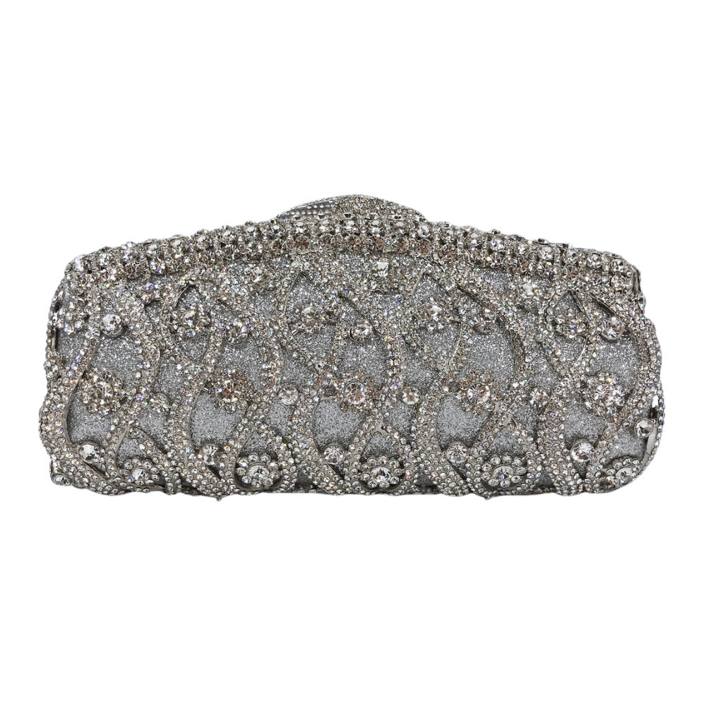 Women's Hollow Metal Rhinestone Clutch Banquet Full Chain Evening Bags