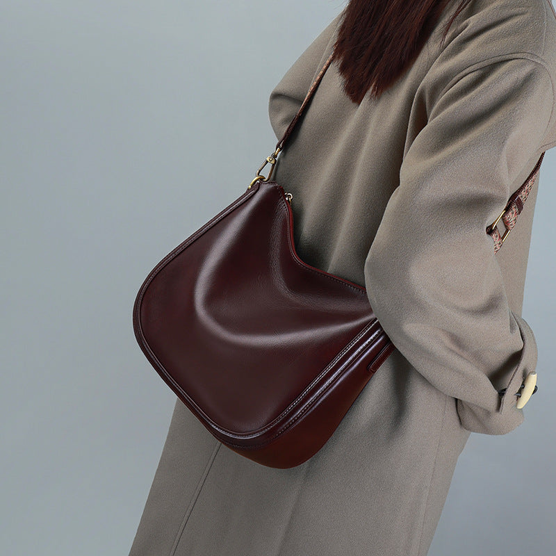 Women's Saddle Genuine Leather Versatile Large Capacity Crossbody Bags